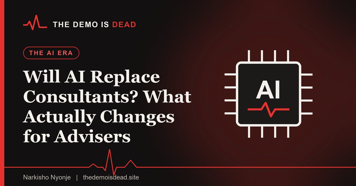 Featured image for the guide: Will AI Replace Consultants? What Actually Changes for Advisers